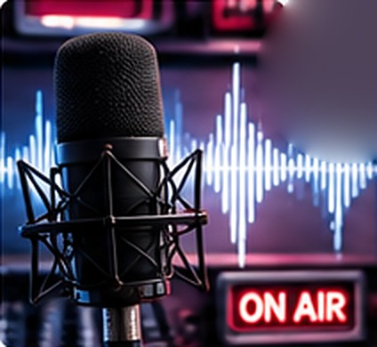 Studio microphone with an On Air sign
